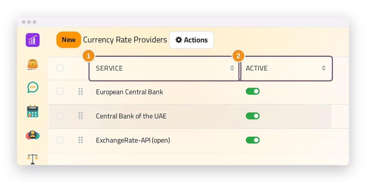 The exchange-rate sources in jaah, in the order they are asked
