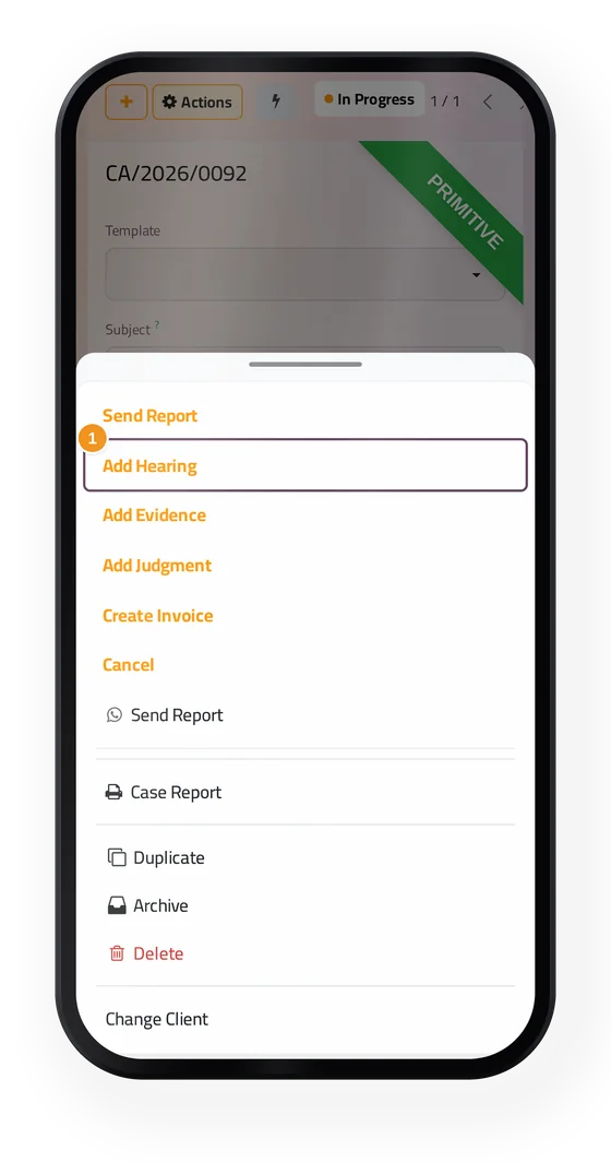 A case in the Cases app of jaah law on a phone