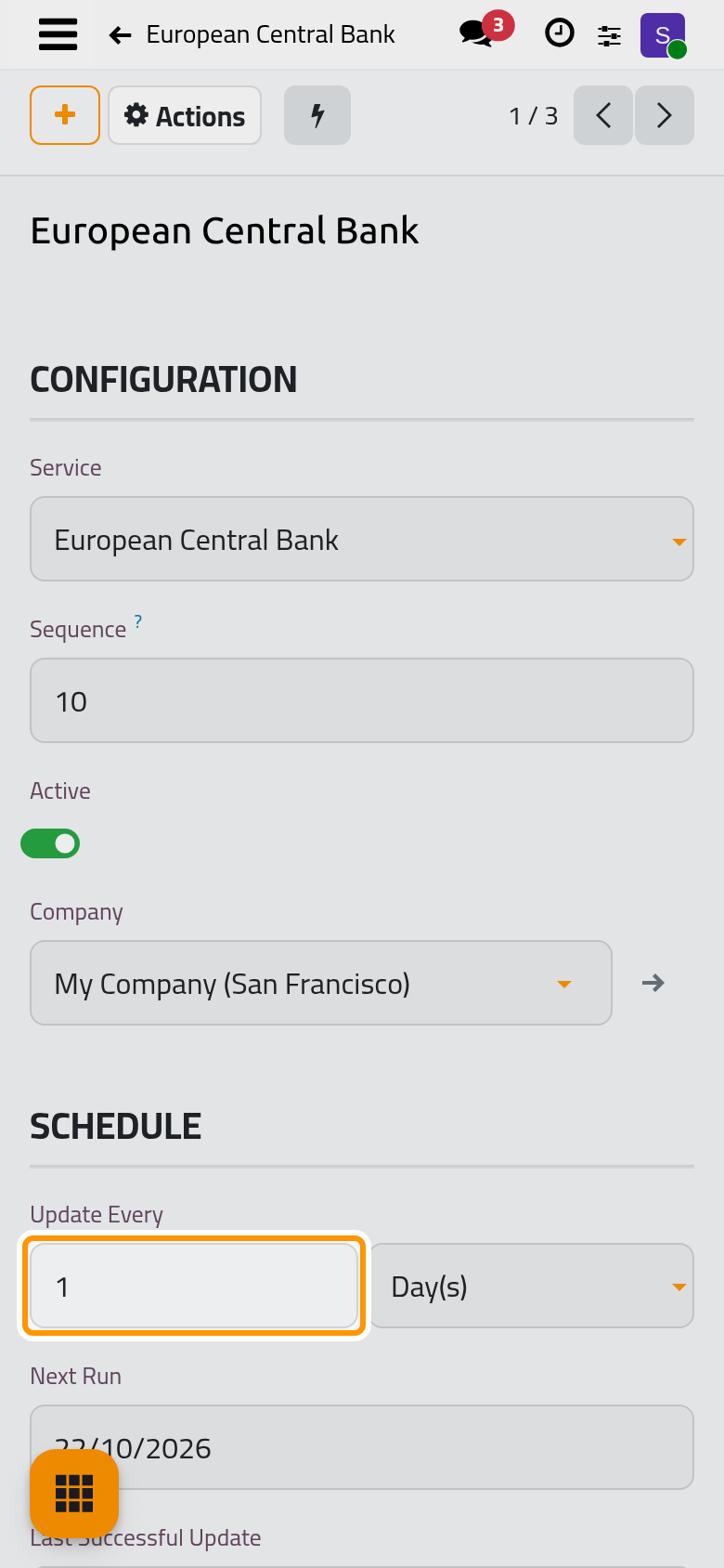 A provider with its priority, its schedule and the result of its last run.