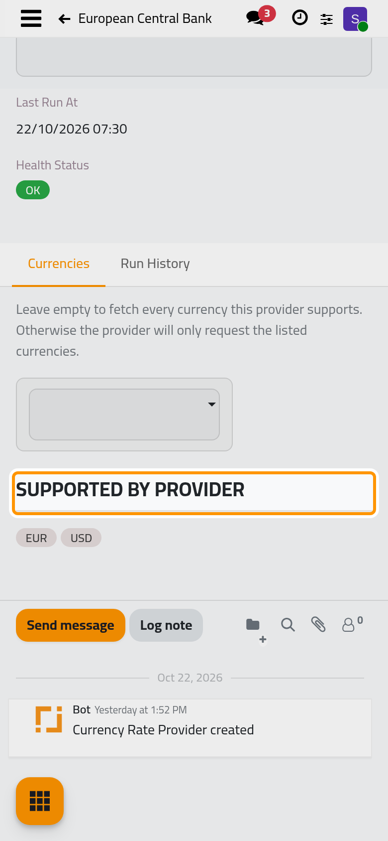 The currencies the provider can give among the active ones, and the box that limits it to some of them.