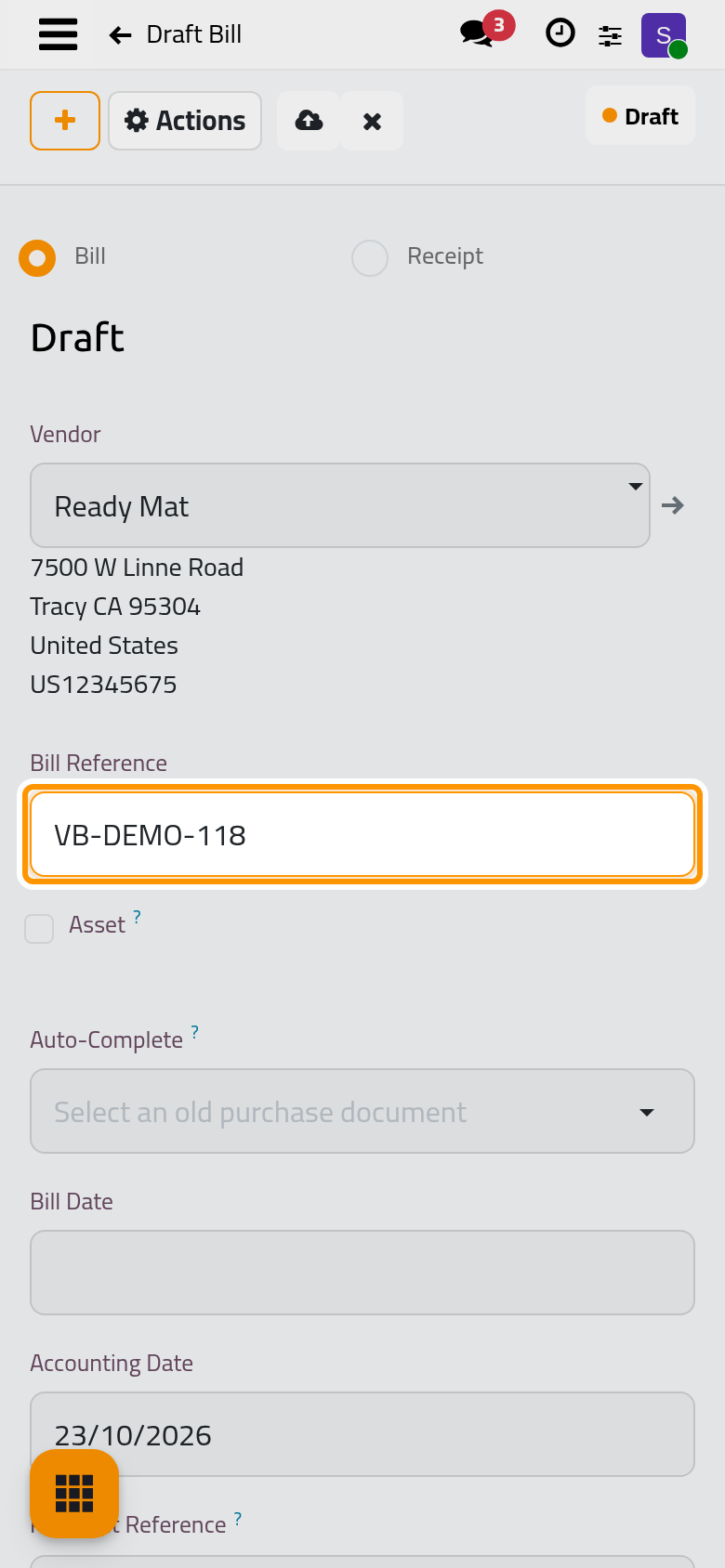The vendor and the number printed on the vendor's own bill.
