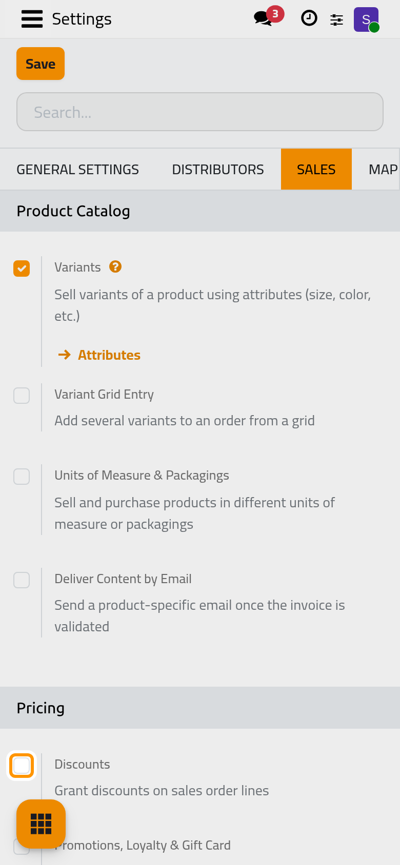 The Discounts option in the Pricing group.
