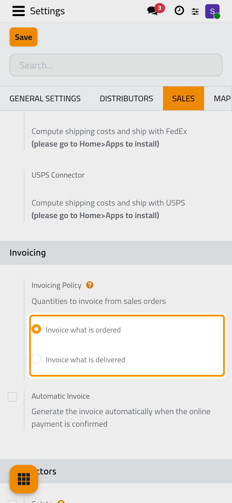 The invoicing policy and the automatic invoice.
