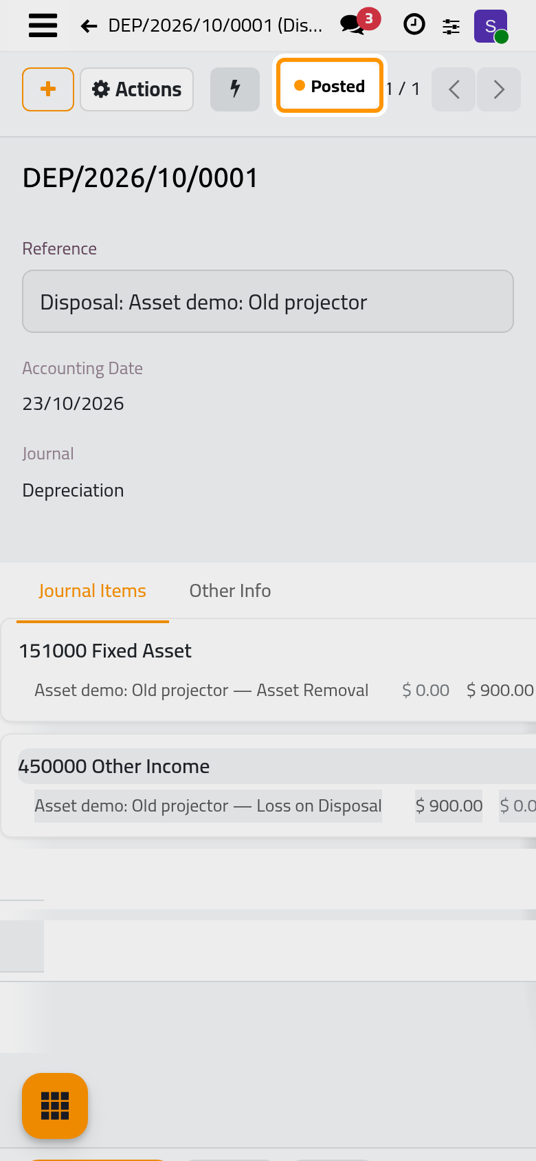 The closing entry is posted.
