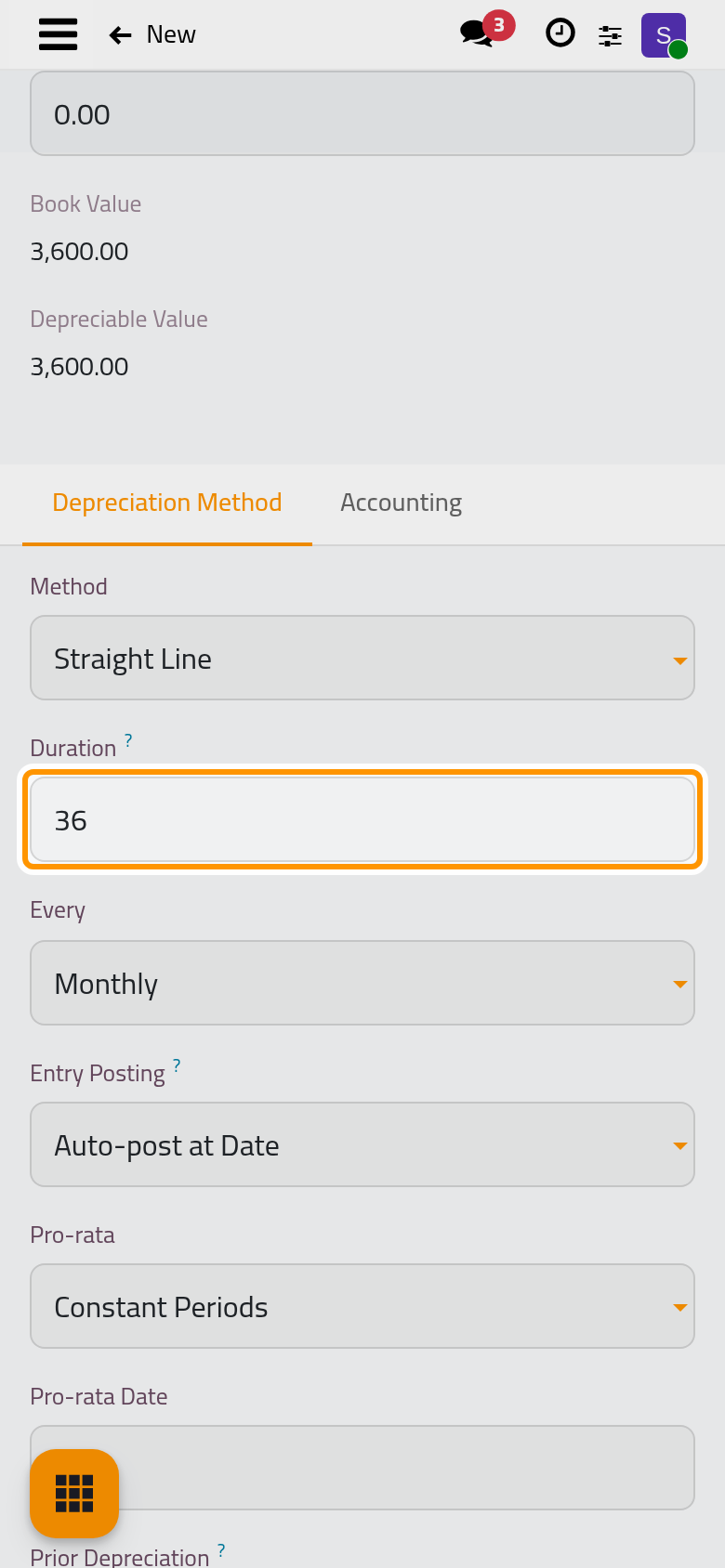 Duration counts the entries and Every sets how often one is posted.