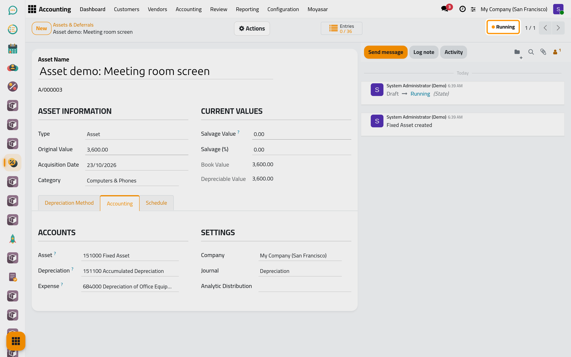 Confirmed, the asset is running and its schedule is written.