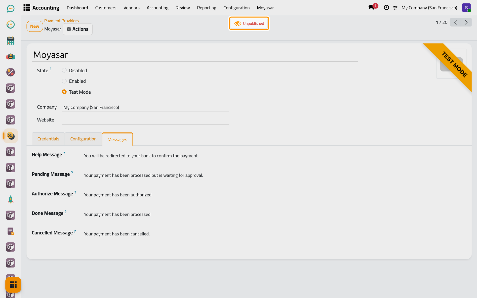 The publish button; clients outside the firm see only a published provider.