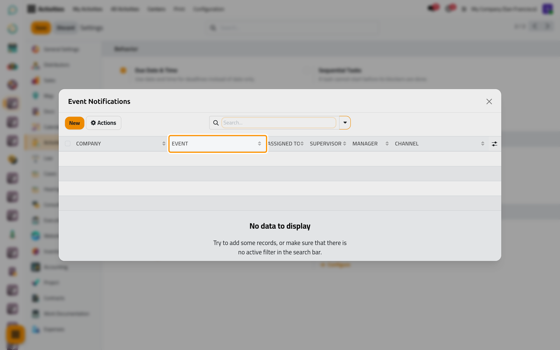 No event rule yet, so no email is sent when an activity is created, edited or cancelled.