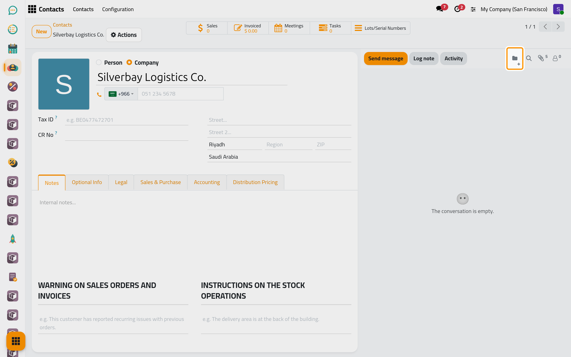 The chatter of the client, with the New folder button just before the search magnifier.