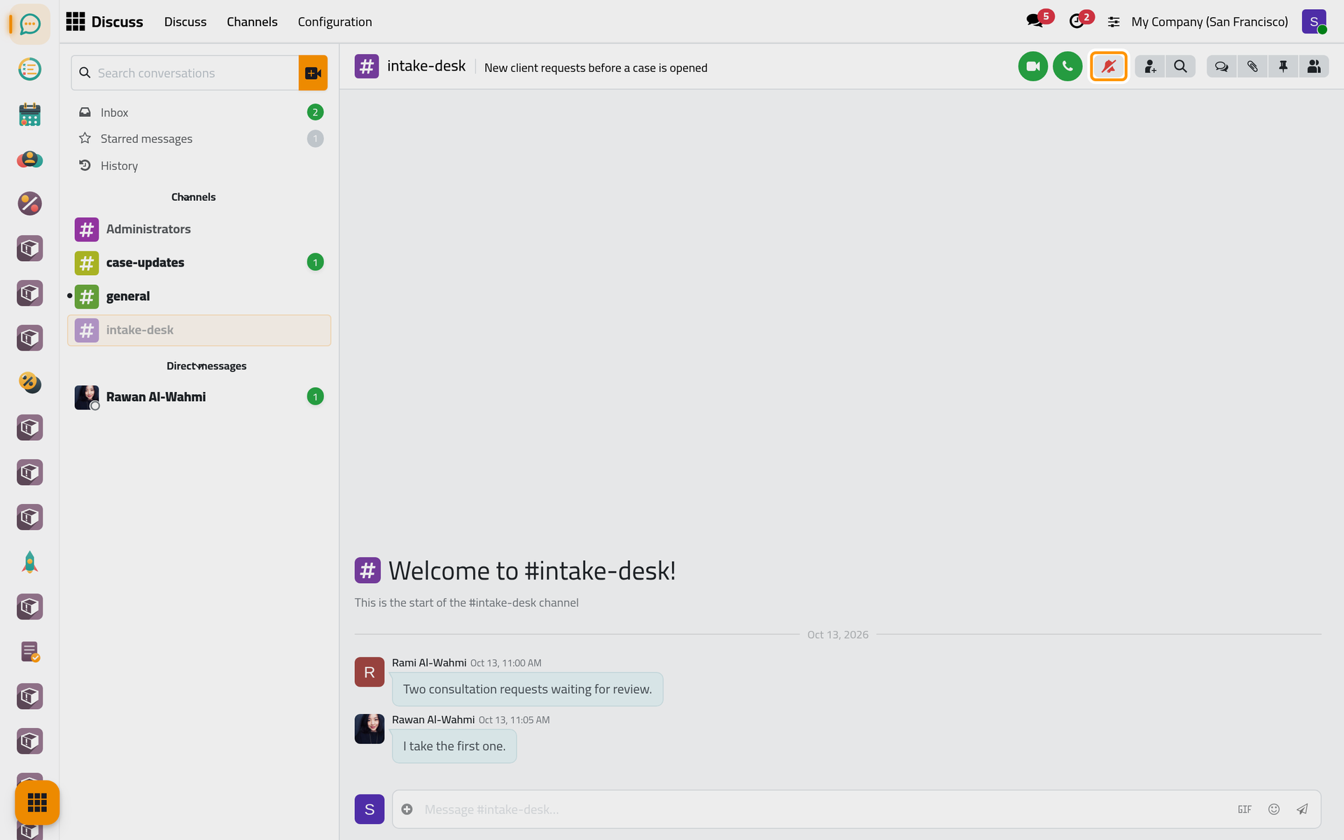 A muted channel; its bell is crossed out and its name greyed in the sidebar.