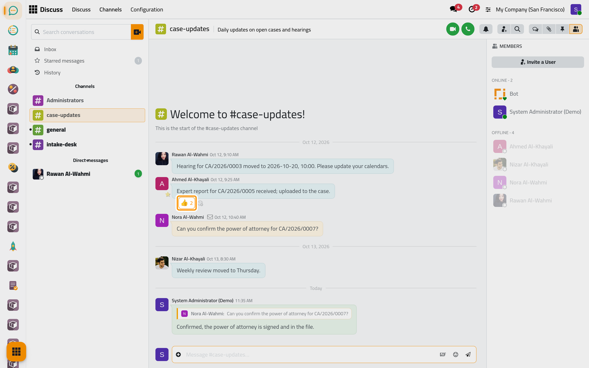 A click on a reaction adds yours; the counter goes from 1 to 2.