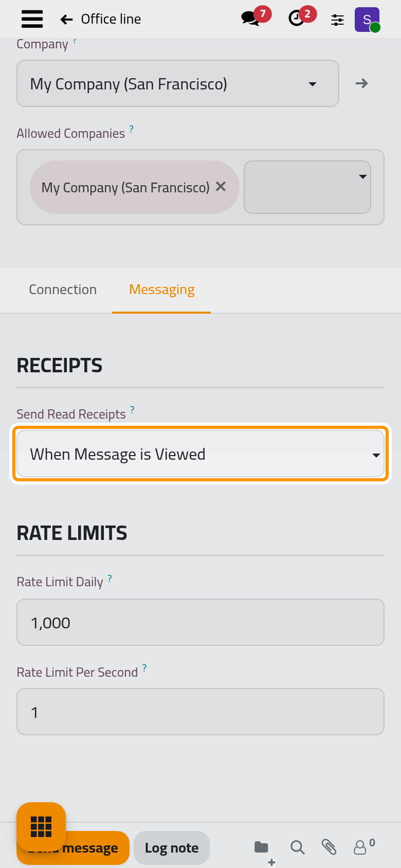 When the line marks a contact's messages as read, and its daily ceiling.