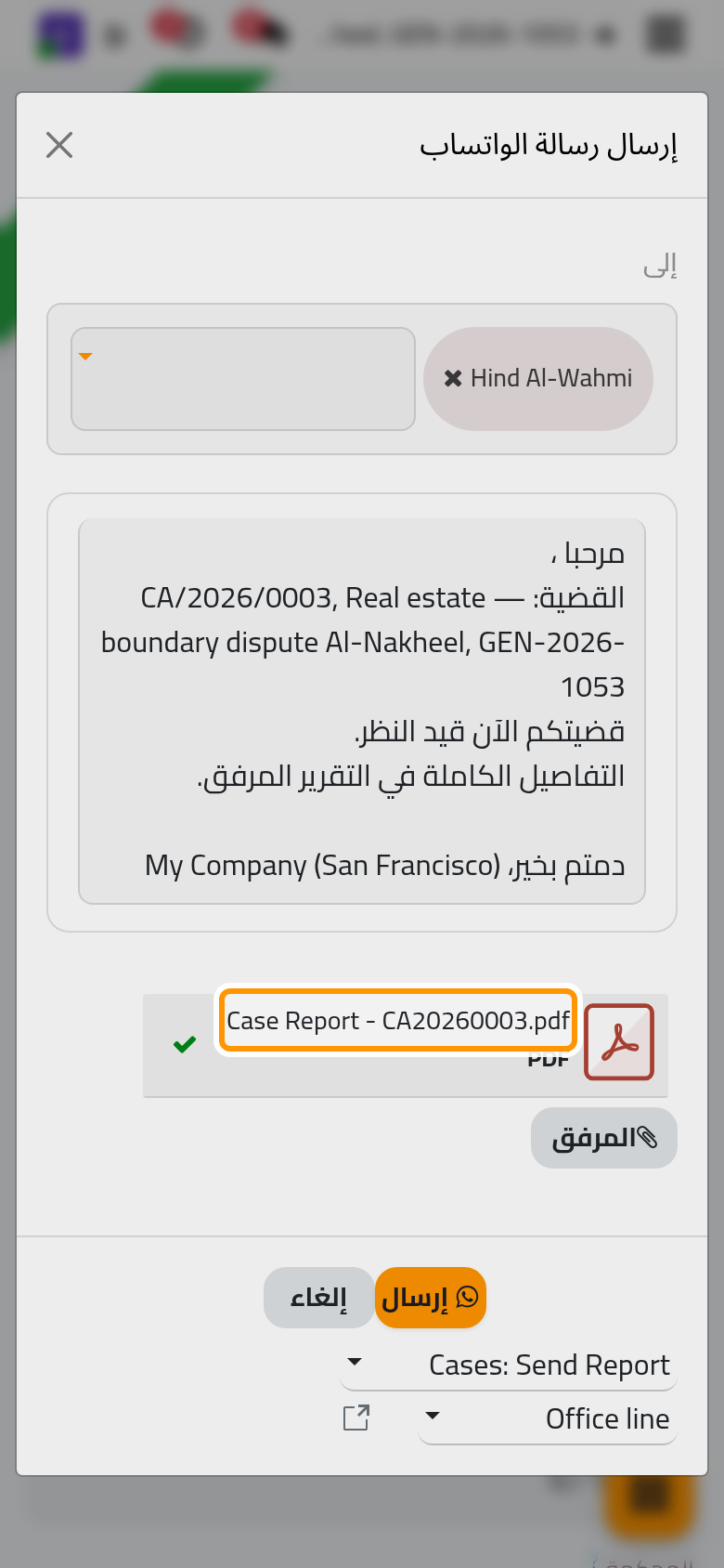 تقرير القضية الذي يرفقه القالب، في ملف PDF.