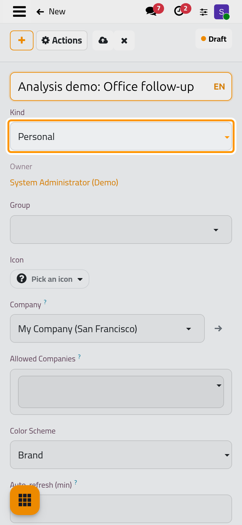 A new dashboard is Personal, so only you and the managers see it.