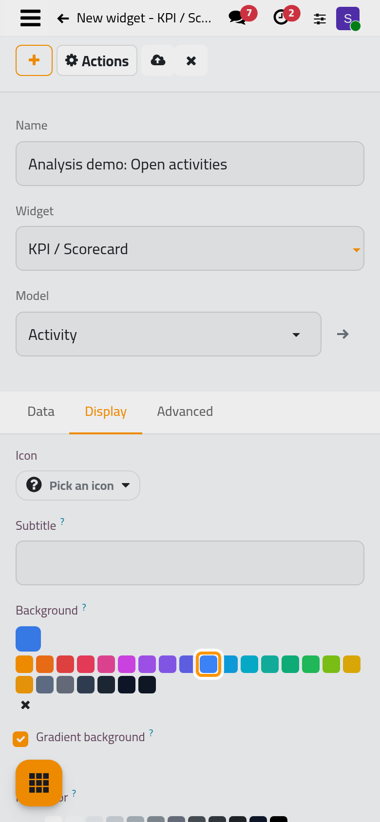 The Display tab sets the colors and layout; the preview shows the figure against its target.