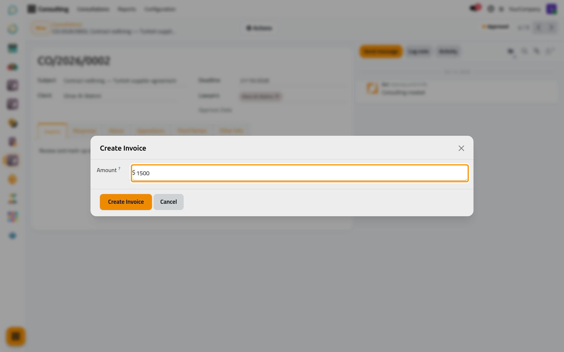The amount of the fees, billed under the consulting invoice product.