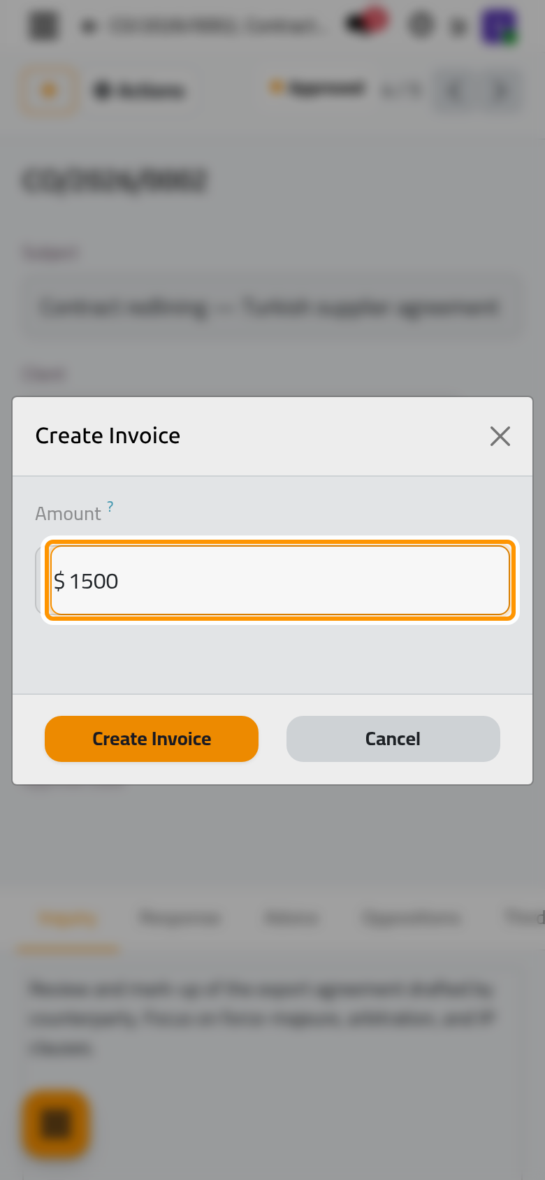 The amount of the fees, billed under the consulting invoice product.