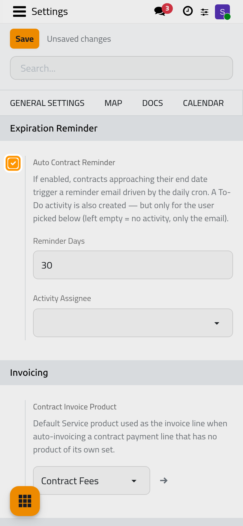 The Expiration Reminder box with its days and the to-do's assignee.
