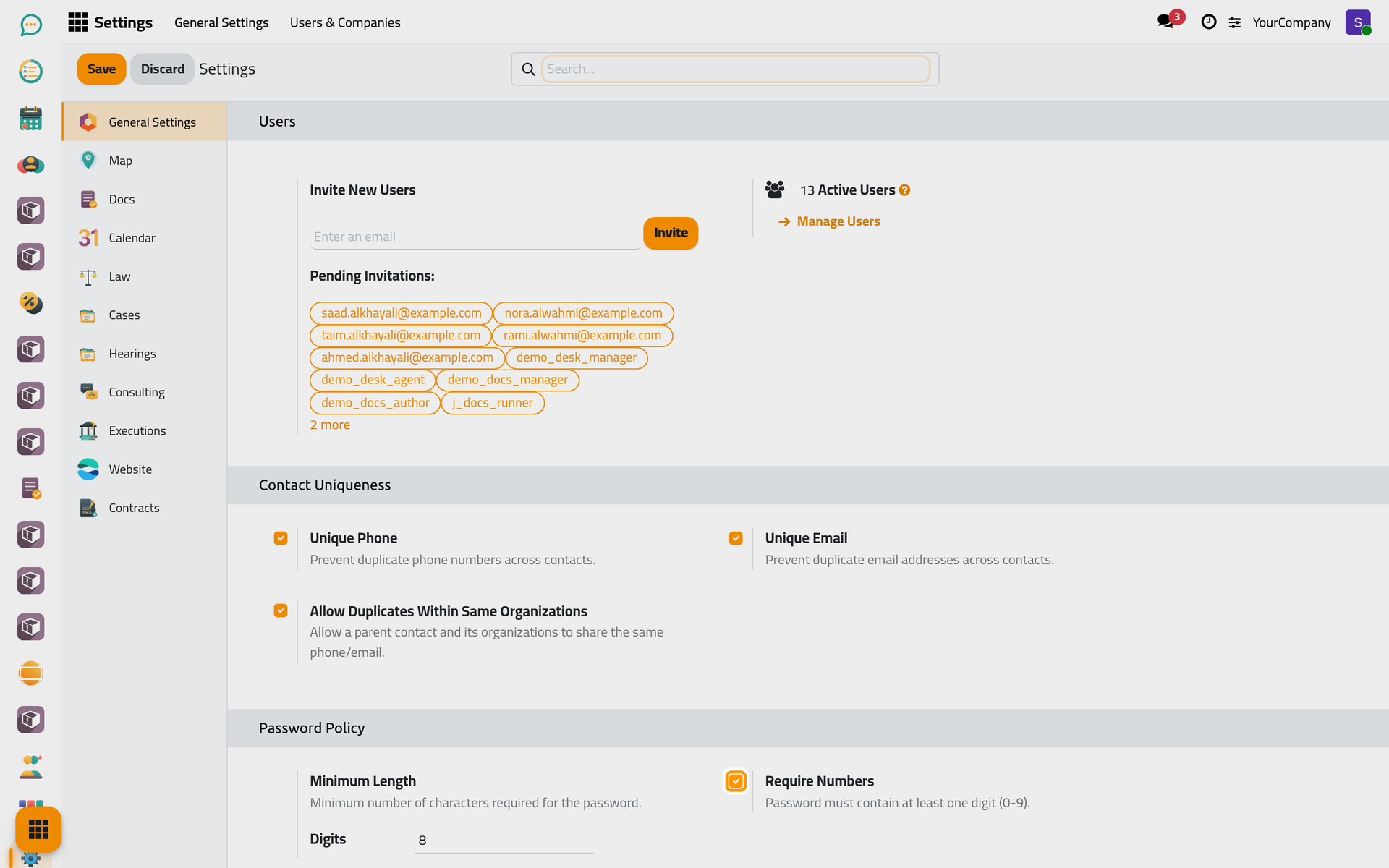 The Password Policy box and its rules.