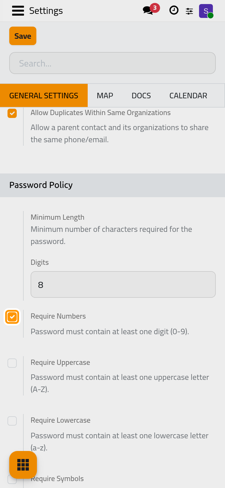 The Password Policy box and its rules.