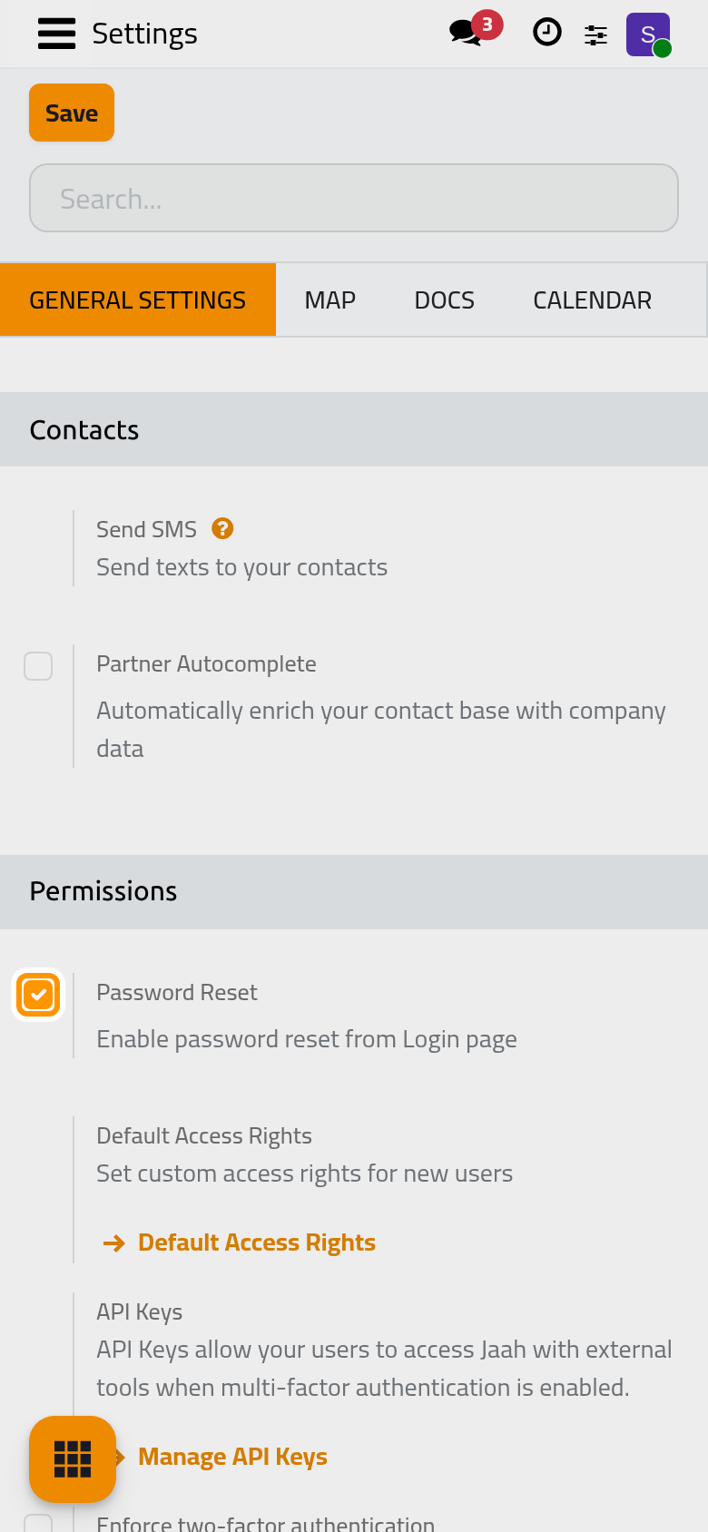 The Permissions box.