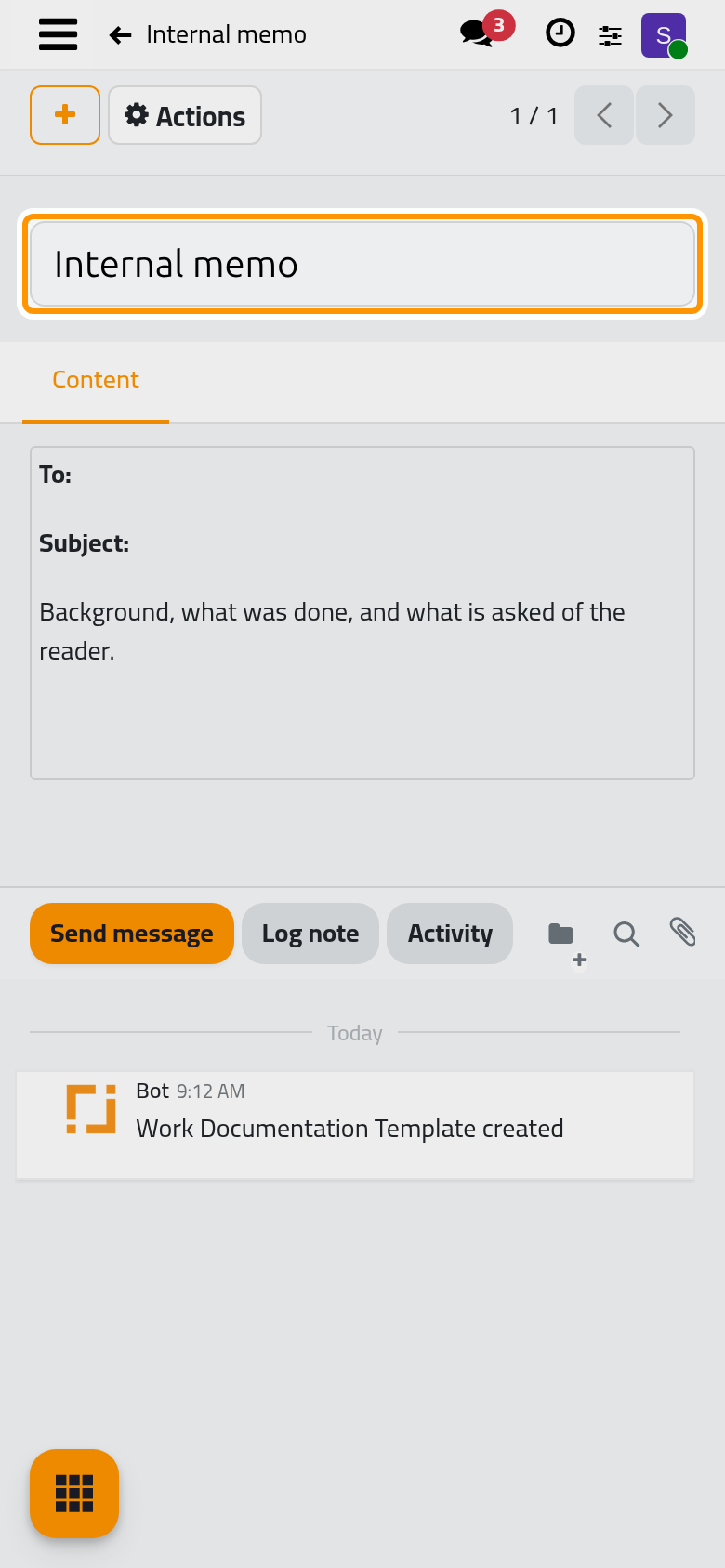 A template with its name and the text it gives to every document that picks it.