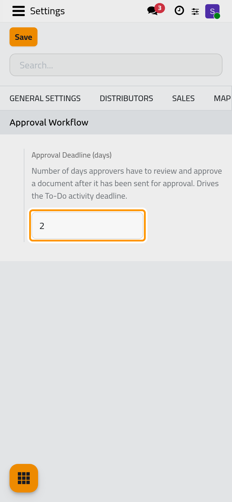 The Approval Workflow group with the number of days approvers get.