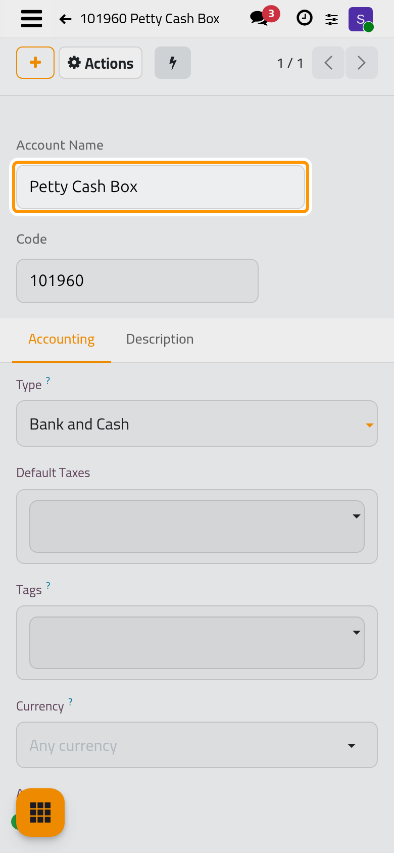 The account is saved and joins the chart at its code.